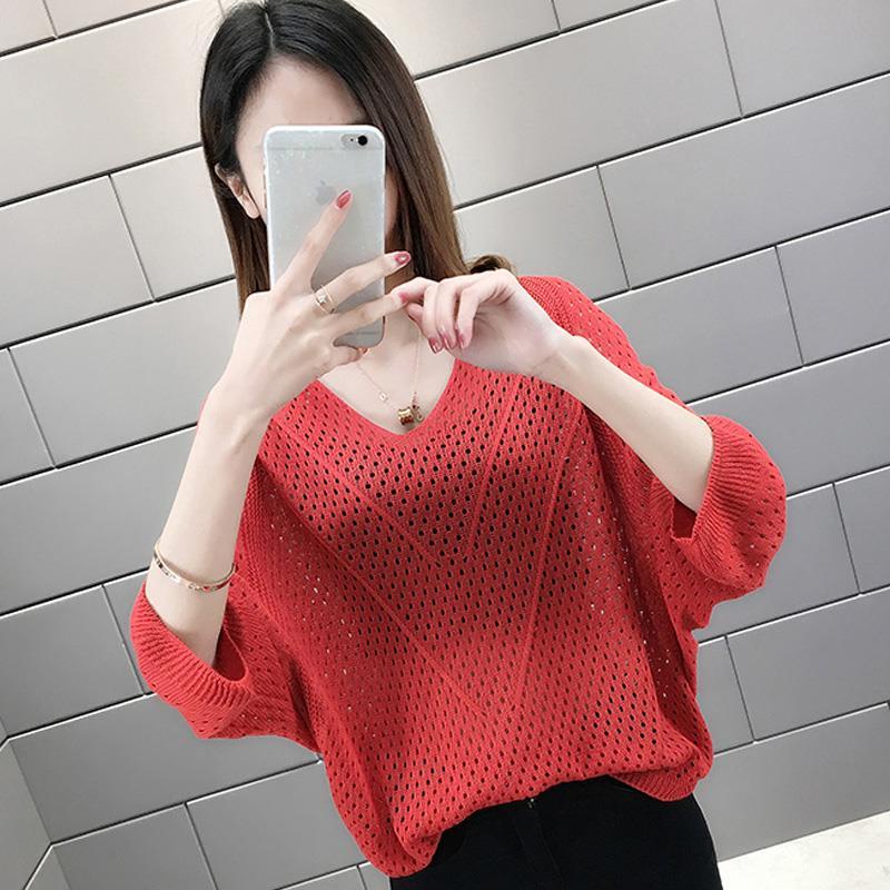 Áo Thun Cánh Dơi Cổ Chữ v Dáng Rộng Thời Trang Mùa Hè Cho Nữ