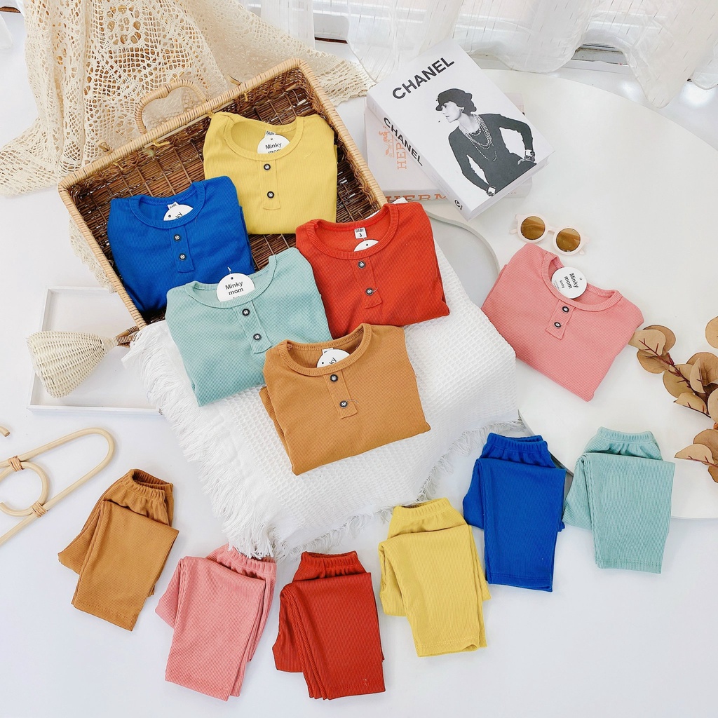 [DT73] Bộ Dài Tay Cúc Khuy Cổ Áo Cho Bé Dáng Đáng Yêu Chất Vải Tăm Lạnh Mềm Mại Size Từ 8-18KG VNXK Nhật-Hàn