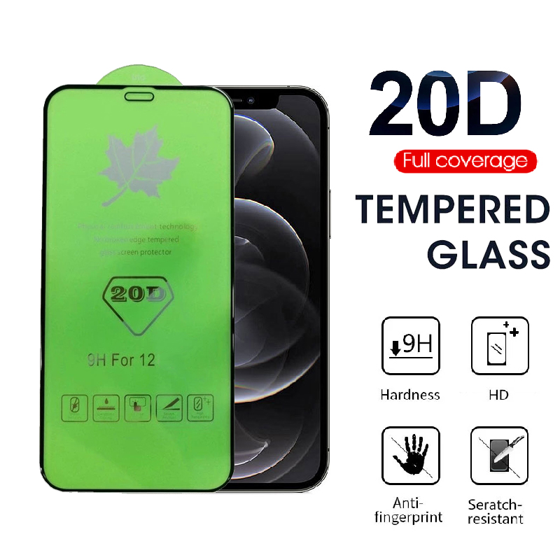 Kính cường lực bảo vệ màn hình 20D cho Iphone 12 Pro Max Mini 11 Pro X Xr Xs Max 7 8 6 6s Plus