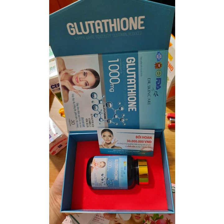 Viên uống GLUTATHIONE 1000mg  giúp làm chậm quá trình lão hóa Hộp 30 viên