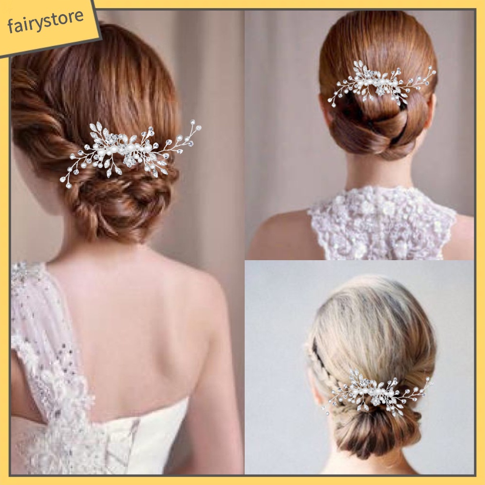 Trâm Cài Tóc Có Đính Đá &amp; Ngọc Trai Giả Cho Nữ