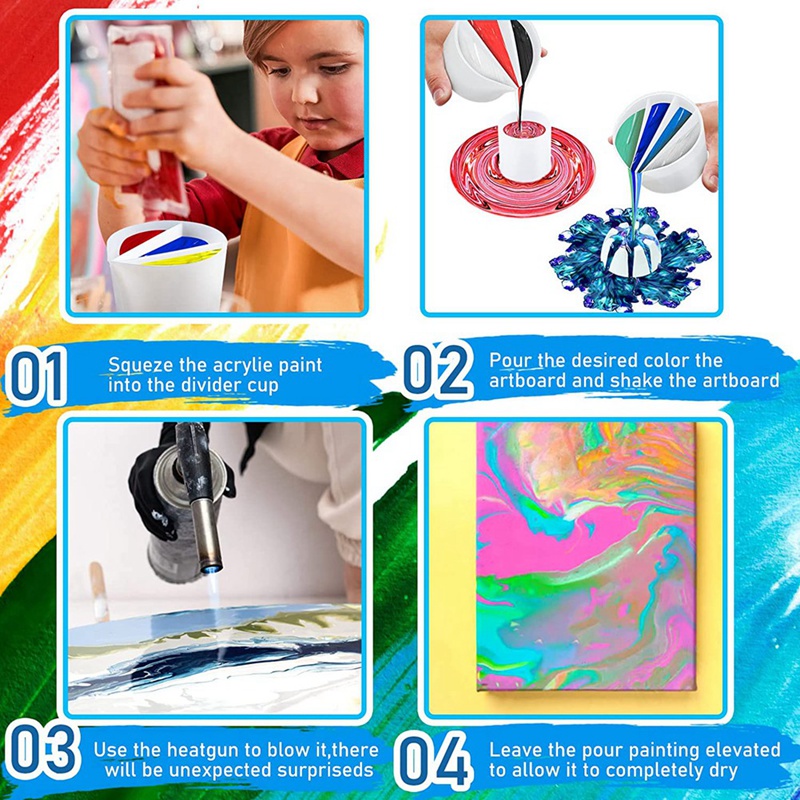 Bộ 8 Cốc Đổ Sơn Acrylic DIY Nhiều Kênh Tiện Dụng