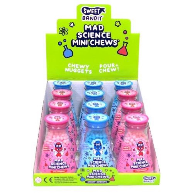 KẸO MAD SCIENCE MINI CHEWS VỊ DÂU TÂY/ MÂM XÔI XANH 90G/ KẸO TRẺ EM