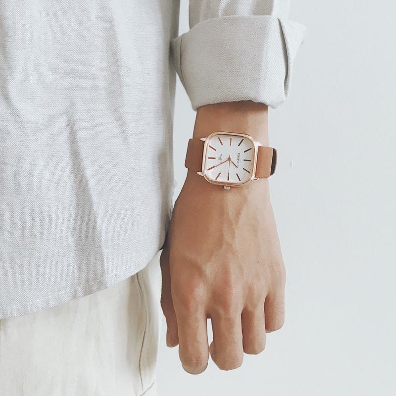 Đồng Hồ Thể Thao ROSIVGA Mặt Vuông Với Dây Đeo Da Cho Nam Nữ