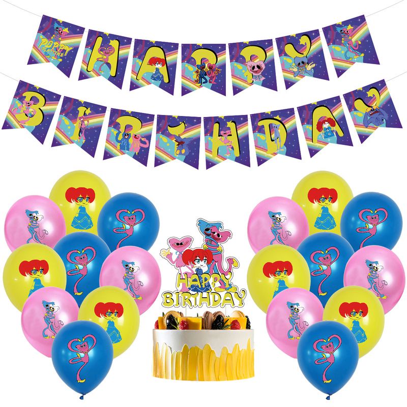 Poppy Playtime character Huggy Wuggy Party Decorations Themed Birthday Party Cake Topper Banner Balloons