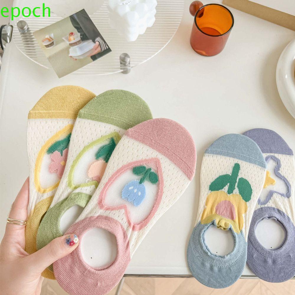 Epoch Vớ Nữ Kiểu Dáng Ngọt Ngào Đáng Yêu|Tất Lưới Họa Tiết Hoa Trái Tim