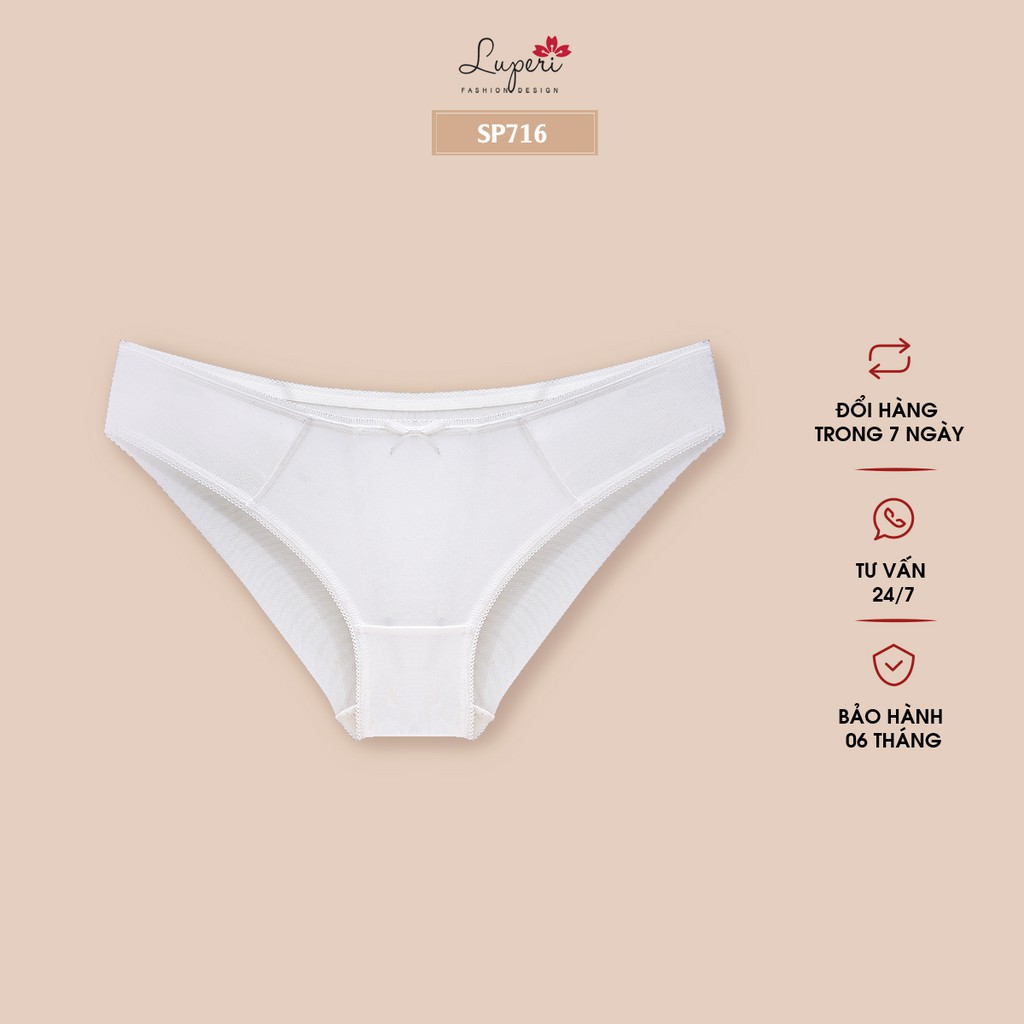 Quần Lót Cotton Cao Cấp Luperi Phối Lưới Mặt Sau Kiểu Dáng Bikini Cạp Vừa Mặc Hàng Ngày Sp716