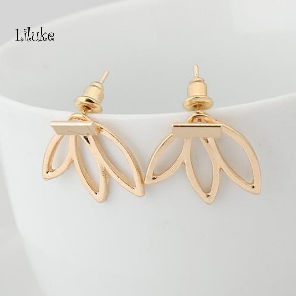 Đôi Khuyên Tai HìNh Hoa Sen ĐíNh Kim Cương Giả ThờI Trang Cho Nữ