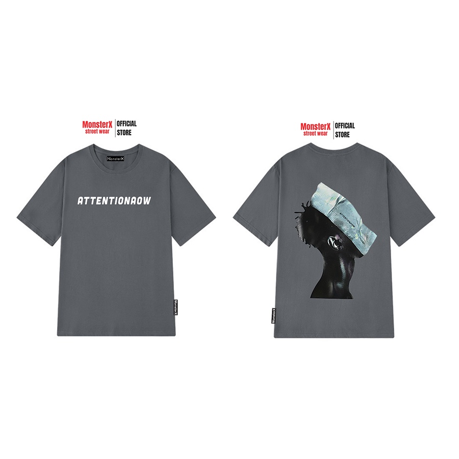 Áo thun unisex MONSTER X STREET Attention phông tay lỡ nam nữ form rộng Local Brand