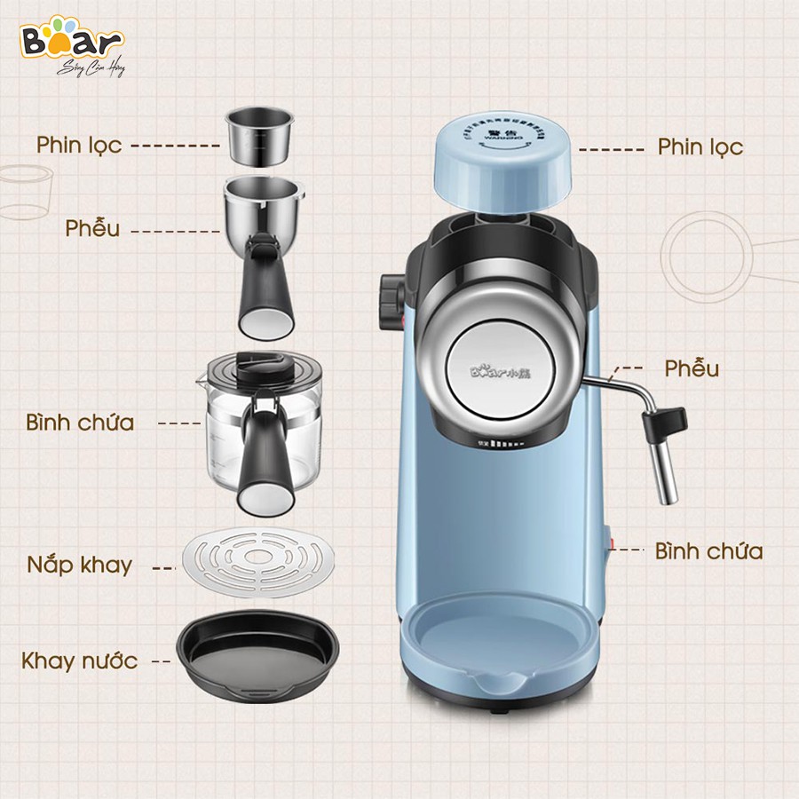 Máy Pha Cà Phê Espresso Tự Động Bear KFJ-A02N1 (Hàng chính hãng 1 đổi 1 trong 30 ngày, bảo hành 18 tháng) – HomeMart