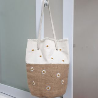 Túi vải canvas thêu cúc họa mi thêu một mặt