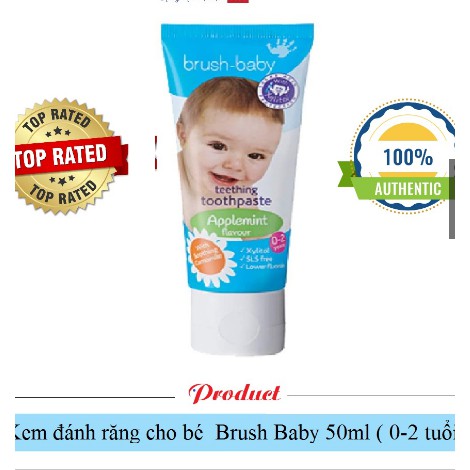 (Hàng UK, có bill) Kem đánh răng cho bé Brush Baby 50ml ( 0-2 tuổi)