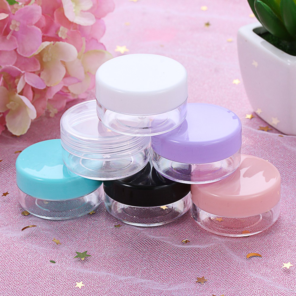 MIHAN1 10PCS/Set Plastic Empty Jar Box Travel Round Bottle Face Cream Jars Bead Storage Pot Refillable Bottles Transparent Mini Box Makeup Accessary Cosmetics Eyeshadow Container/Multicolor