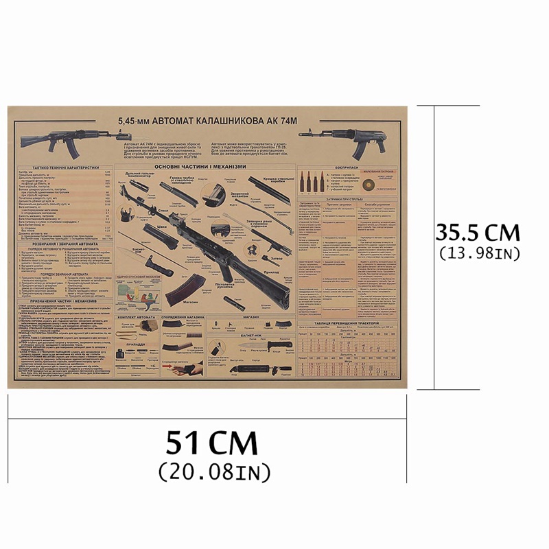 Poster Dán Tường Họa Tiết Súng Trường Dl Ak47 51x35.5cm Độc Đáo