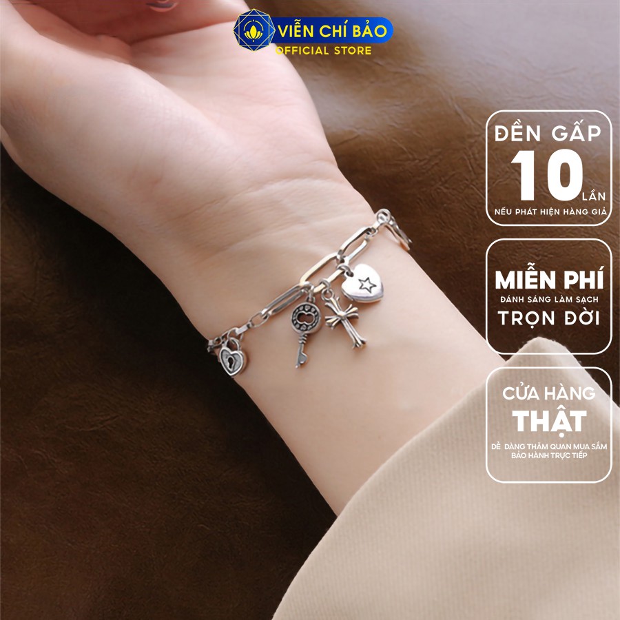 Lắc tay bạc nữ Thập Tự Chrome Heart bạc Thái 925 thời trang phụ kiện trang sức nữ thương hiệu Viễn Chí Bảo L000012