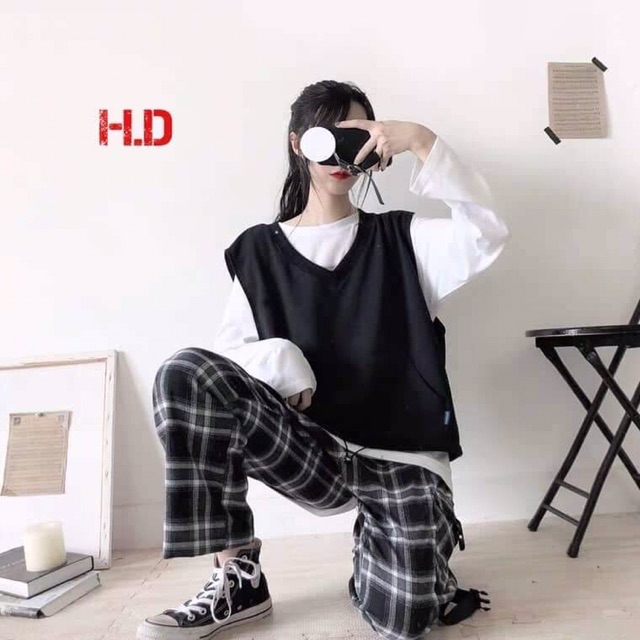 [Mã WASTHI giảm 10K đơn 50K] Bộ đồ nữ💥Sét trang phục áo gile kèm áo thun trắng dài tay | BigBuy360 - bigbuy360.vn