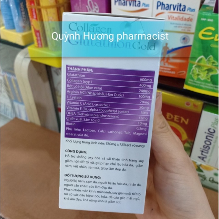 Viên uống Collagen Glutathion Gold hộp 30 viên giúp làm đẹp da chống lão hóa