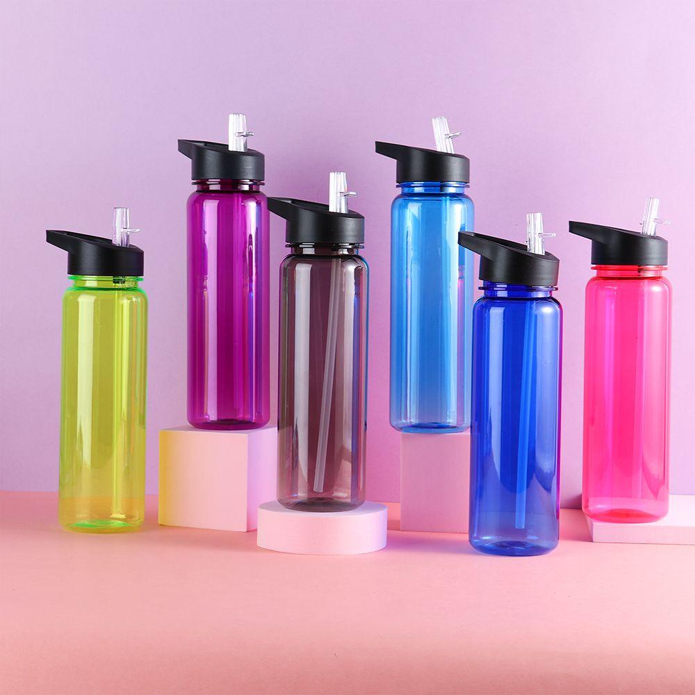 PISTA Bình Nước Nhựa 750ml Kèm Ống Hút Chống Tràn