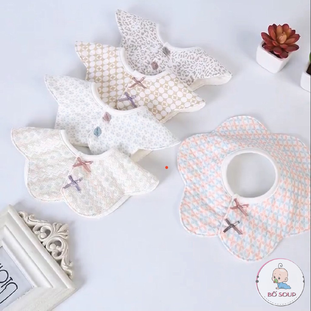 Yếm tròn xoay 360, Yếm Cotton siêu mềm mịn thấm hút tốt nhiều màu sắc cho bé Shop Bố Soup