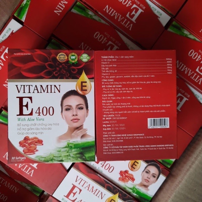 Viên Uống Đẹp Da Vitamin E400 tinh dầu thông đỏ, Hoa anh thảo trắng  da chống lão hoá