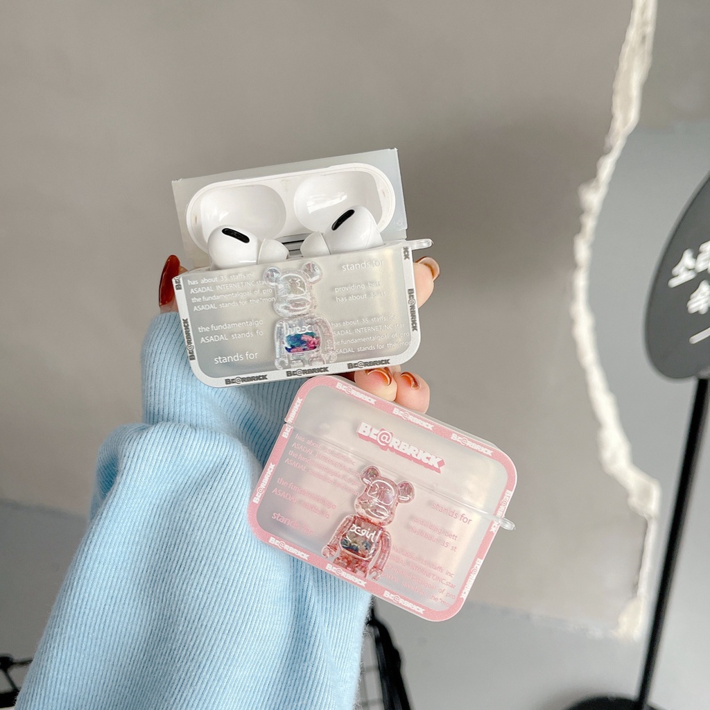 Vỏ bảo vệ hộp sạc tai nghe bluetooth không dây chất liệu TPU mềm mẫu Bearbrick thích hợp cho Airpods 1 2 3 Pro Apple