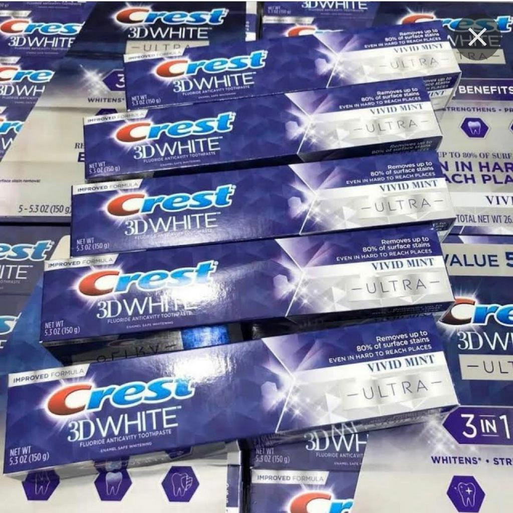 Kem đánh răng crest 3D white advanced whitening triple vivid mint trắng răng ngừa sâu răng mỹ mẫu mới 147g date 2024