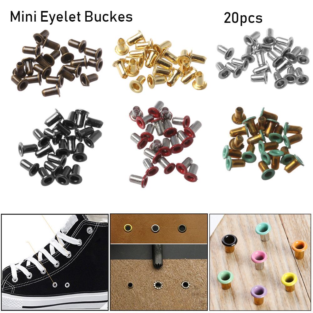 Bộ 20 nút khoen mắt siêu nhỏ 1mm/2.5mm dùng thêu trang trí giày dép quần áo búp bê màu cầu vồng DIY