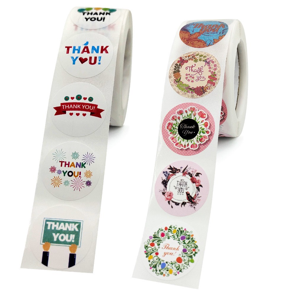 [Mẫu 16-&gt;40] Cuộn (500 tem) Sticker Thank You Dùng Để Trang Trí/ Quà Tặng/ Gói Hàng Tem Cám ơn - P2