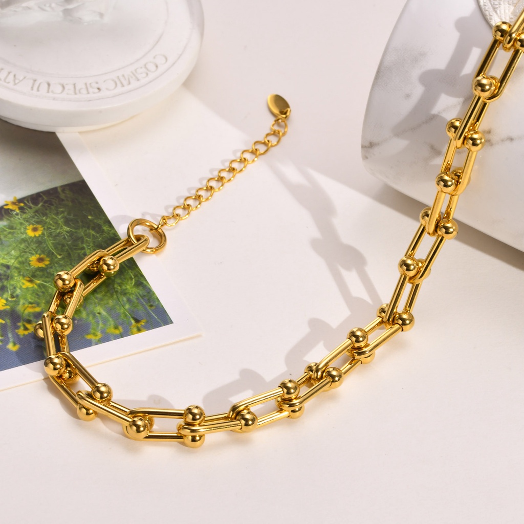 Vnox Dây Chuyền Vòng Tay Chuỗi Xích Nối Ghim Giấy Màu Vàng Hình Chữ U Thích Hợp Làm Quà Tặng