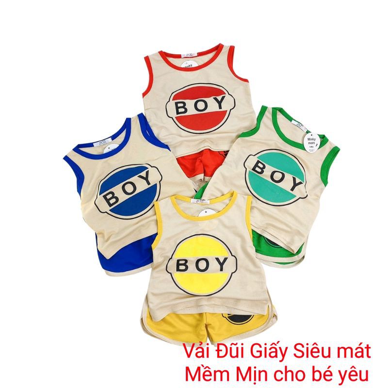 Bộ hè bé trai_ Bộ ba lỗ BOY chất đũi siêu mát mềm mại cho bé 8-20kg