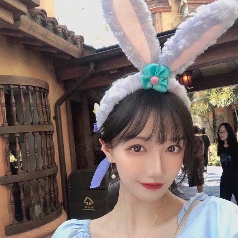 Bờm Cài Tóc Tai Thỏ Stella Dài Màu Tím Cute Dễ Thương Phong Cách Hàn Quốc