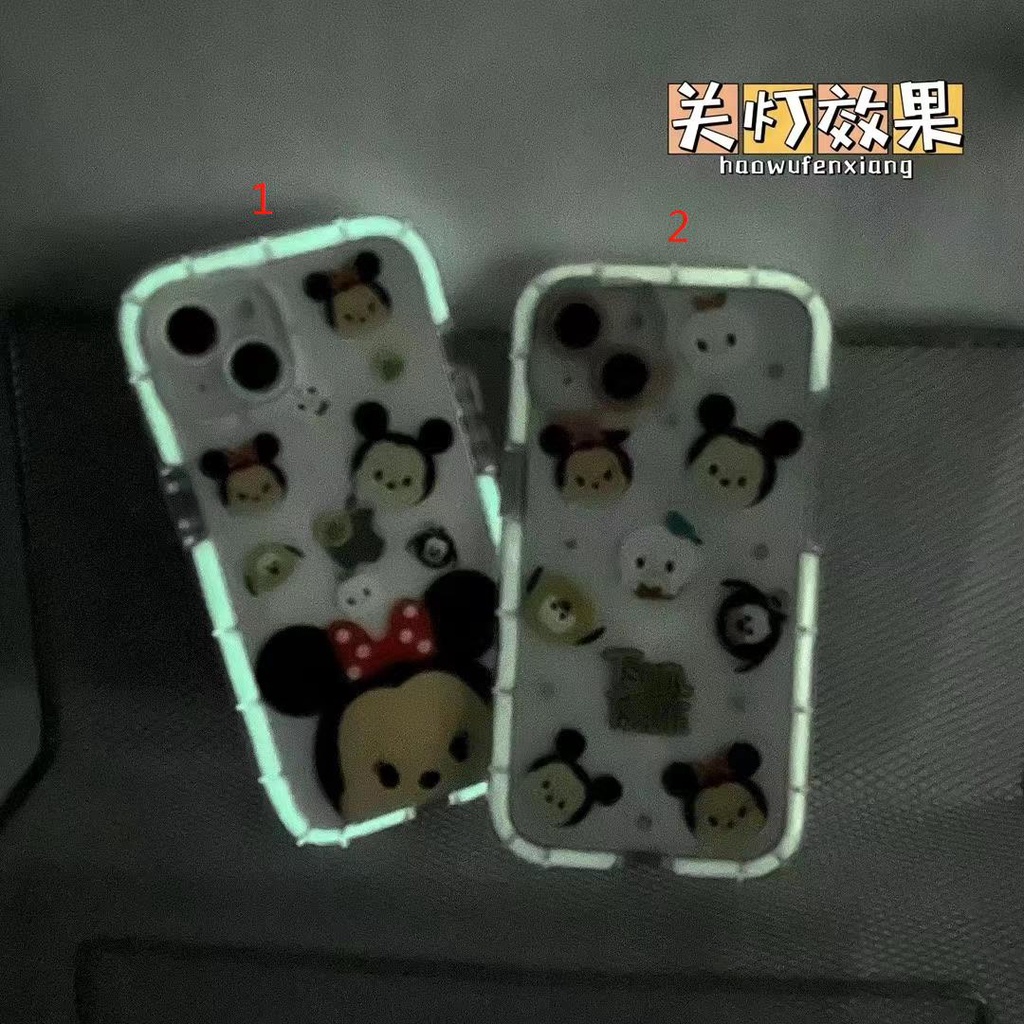 Ốp Điện Thoại Mềm Họa Tiết Mickey Minnie Màu Dạ Quang Dành Cho iPhone13 X/Xs/Xr/XsMAX/11/12/12Pro/12ProMAX