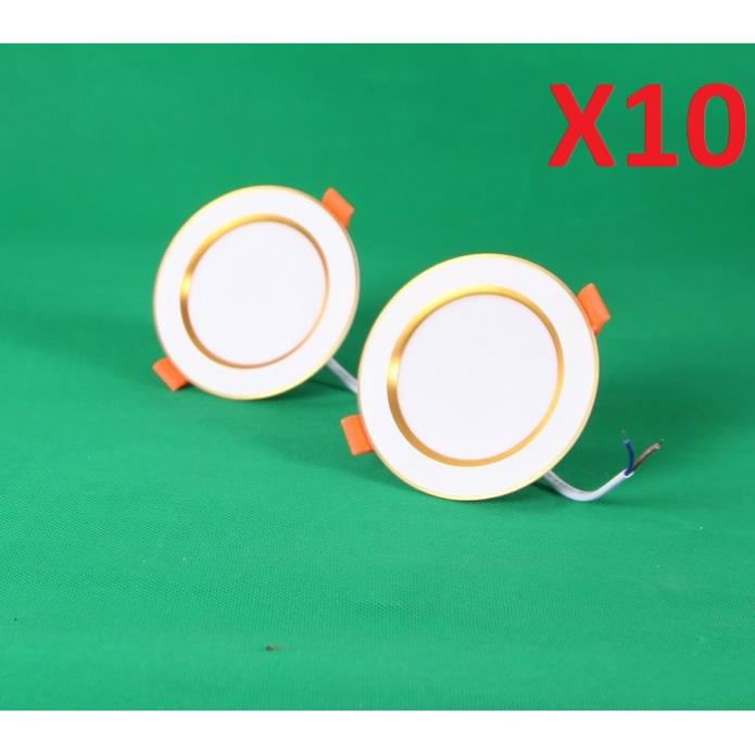 Bộ 20 Đèn Led âm trần đổi màu 5w viền bạc/vàng, đèn trang trí giá rẻ
