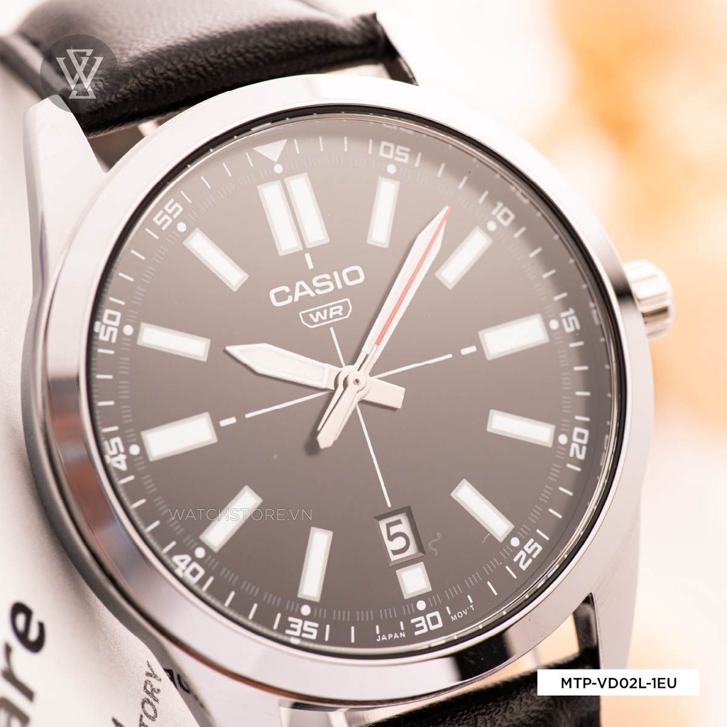Đồng Hồ Quartz Nam Casio WATCHSTORE MTP-VD02L-1EUDF Mặt Kính Khoáng 41mm, Dây Da Đen Phong Cách Hiện Đại, Sang Trọng