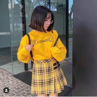 Áo Thun Nỉ Sweter Màu Vàng In Chữ - Form 68kg