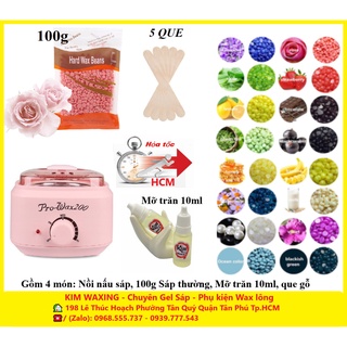 NỒI NẤU SÁP WAX NÓNG KÈM 100g SÁP THƯỜNG + QUE +HDSD