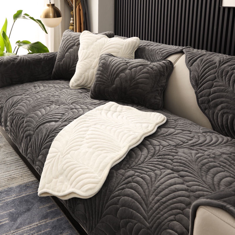 Vỏ Bọc Ghế Sofa Phối Lông Dày Dặn Chống Trượt Phong Cách Châu Âu Dùng Trang Trí Phòng Khách