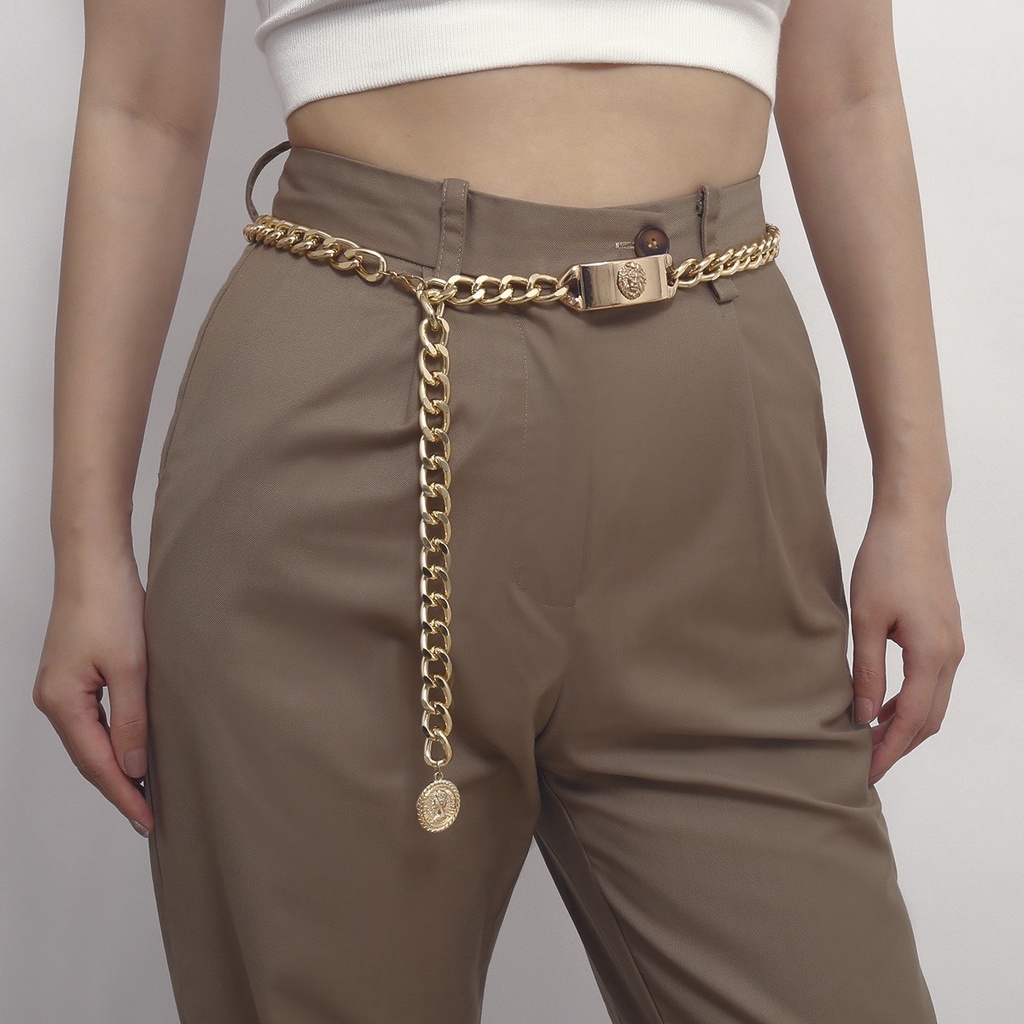 Chain xích thắt lưng quần Tây thắt eo váy linh hoạt màu vàng sang chảnh