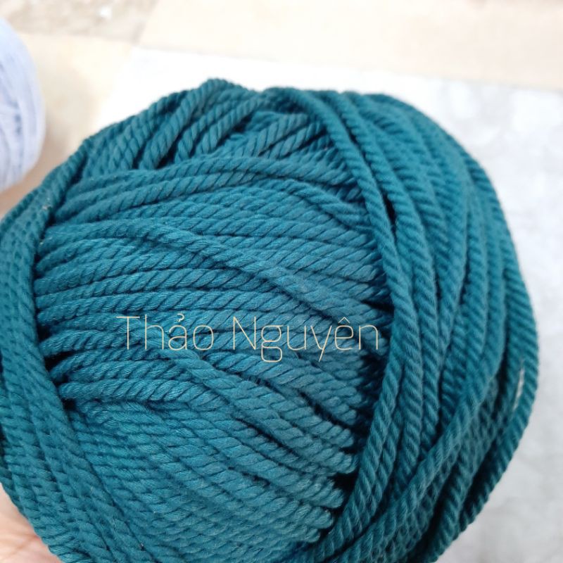 ( ảnh thật). Dây thừng macrame, dây cotton màu XANH CỔ VỊT.