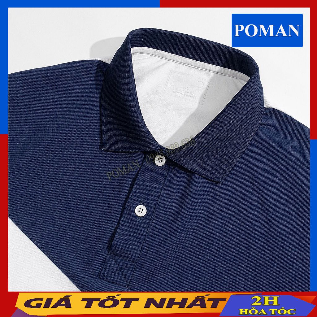 Áo polo nam cotton ngắn tay phối màu. áo thun có cổ chất co dãn form trẻ trung AT06 - POMAN
