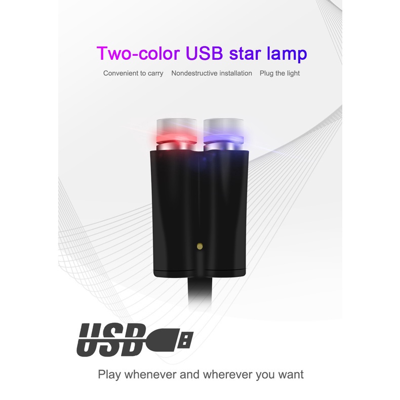 Đèn LED laser USB Ánh Sáng Đỏ Chiếu Hình Ngôi Sao Tạo Không Khí Trên Nóc Xe Hơi