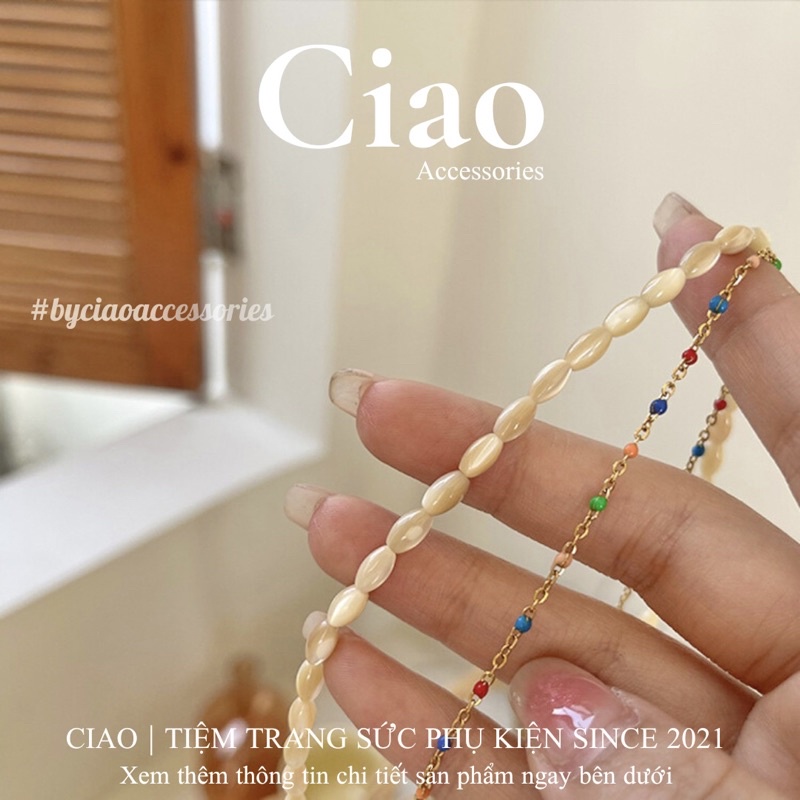 Dây chuyền/ Vòng cổ chuỗi hạt nhân tạo phong cách trendy cổ điển Mia & Mie Ciao