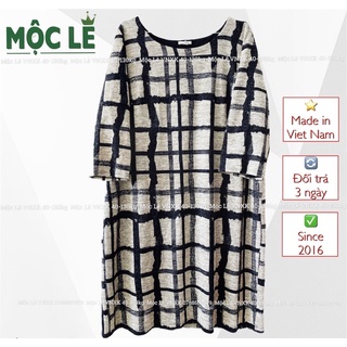 Đầm len dạ thu đông bigsize dày dặn 2 lớp vnxk sọc caro