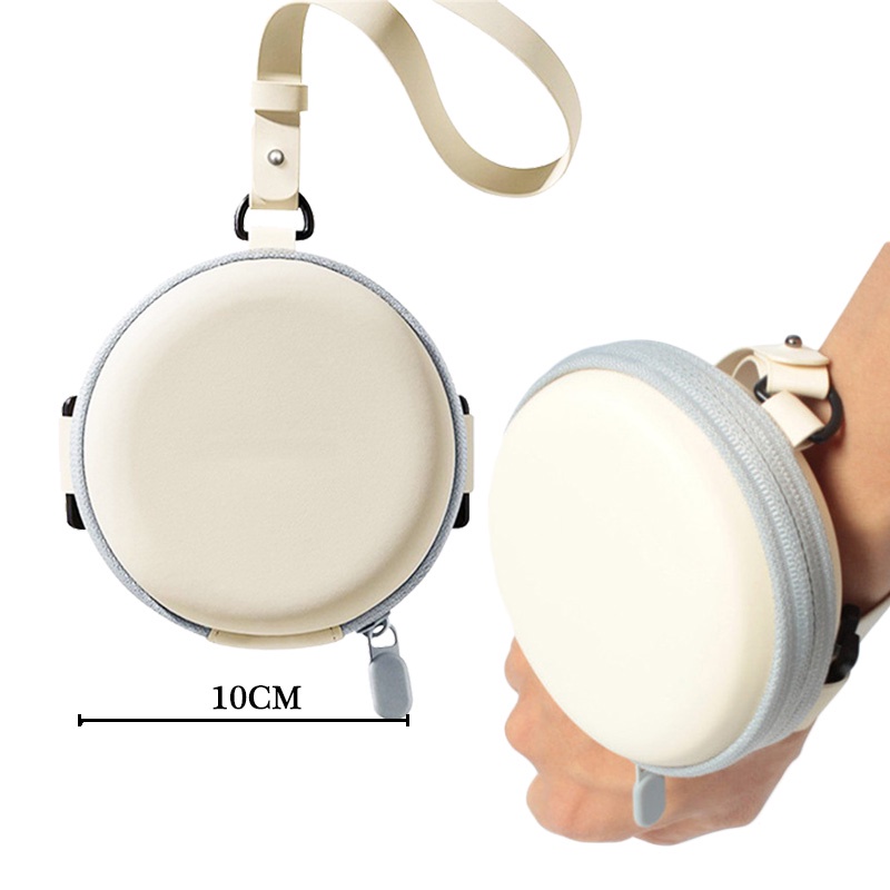 Túi Đựng Mắt Kính Hình Tròn Có Khóa Kéo Màu Trắng Tiện Dụng Mang Theo Du Lịch