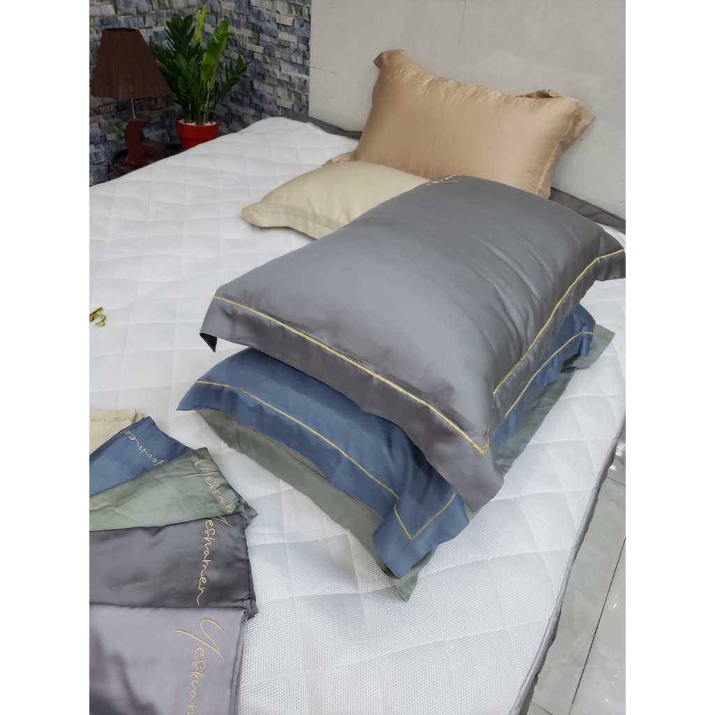 Combo 2 vỏ gối nằm 50x70cm chất lụa 100%TENCEL , COOL SILK, 5 màu tùy chọn