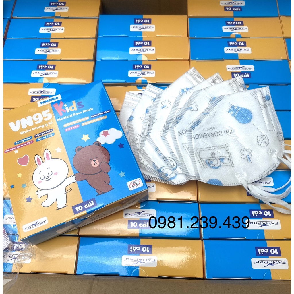 Khẩu trang vn95 cho bé FAMAPRO NAM ANH 4 lớp giấy kháng khuẩn(hộp 10c)