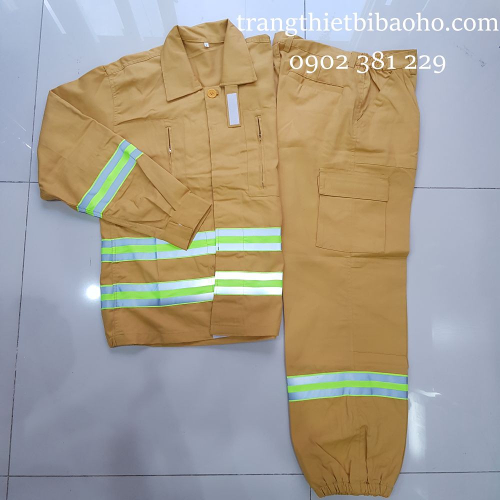 Bộ quần áo PCCC màu vàng phối phản quang theo Thông tư 48/2015/TT-BCA
