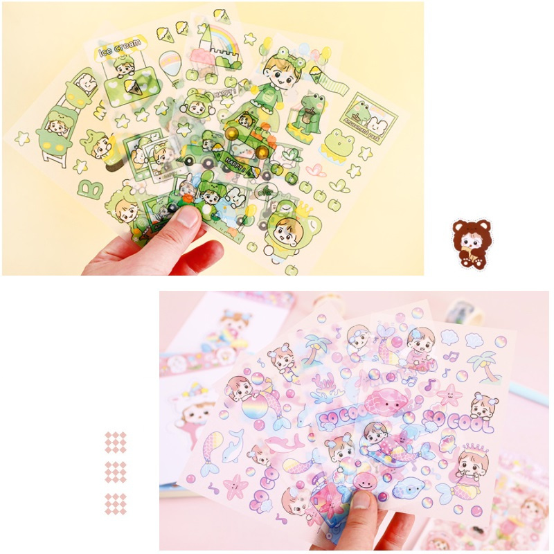 Miếng dán họa tiết cô gái dễ thương bằng PET nhám tự trang trí thủ công