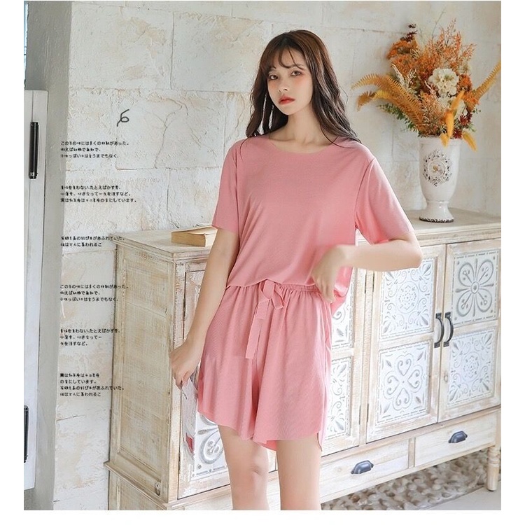 Bộ Đồ Ngủ Tay Ngắn Dáng Rộng Vải Lụa Lạnh Mỏng Cỡ Lớn Thời Trang Mùa Hè Cho Nữ