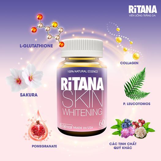 Viên uống trắng da mờ nám RiTANA - Nhập khẩu từ Mỹ - Có tem tích điểm - Hộp 60 viên | Thế Giới Skin Care